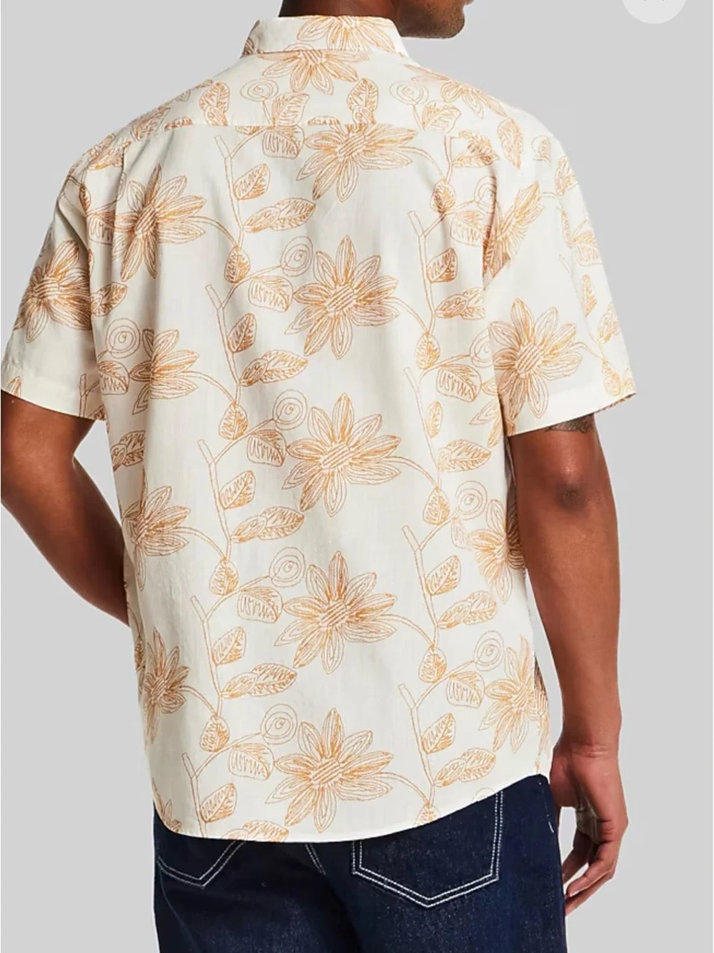 Weatherproof Cream Short-Sleeve Floral Button-Down Shirt